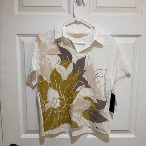 Marc Cain White and Brown Floral Shirt
